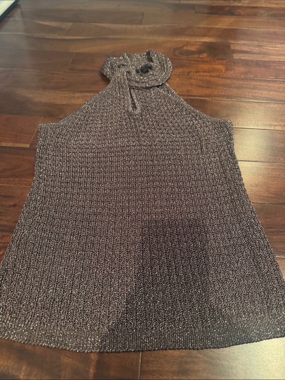 Guess Metallic Knit Sleeveless Turtleneck Top - Brown